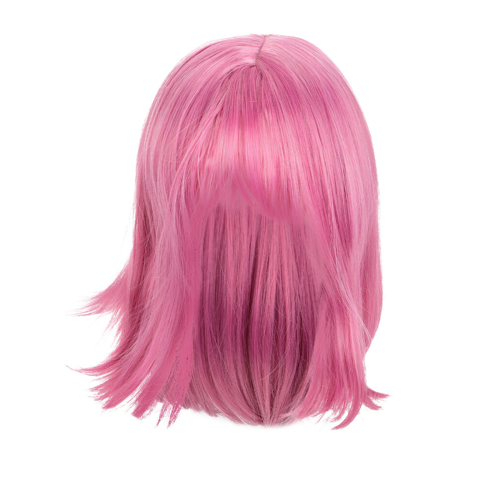 Ohphcall Unisex Short Synthetic Straight Wig With Bangs For Women Violet