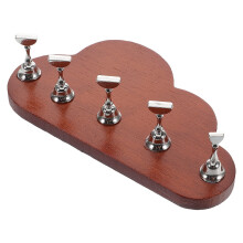 Wooden Nail Practice Stand With Silver Holders For Diy Art And Salon