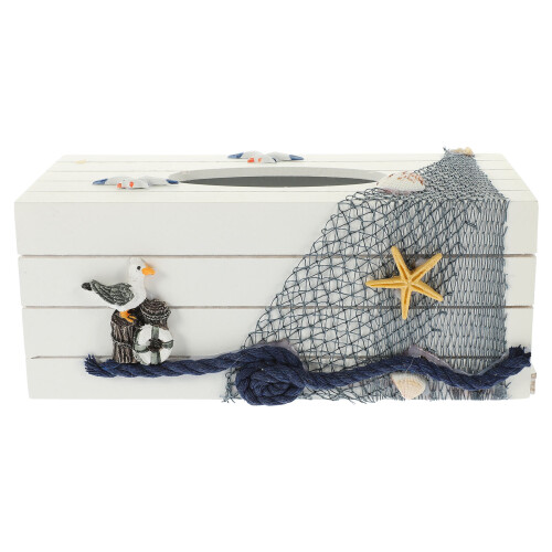 2Pcs Wood Tissue Box Cover Holders Mediterranean Table Decoration