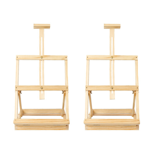 2Pcs Wooden Easel Artist Pine Table Frame Display 1