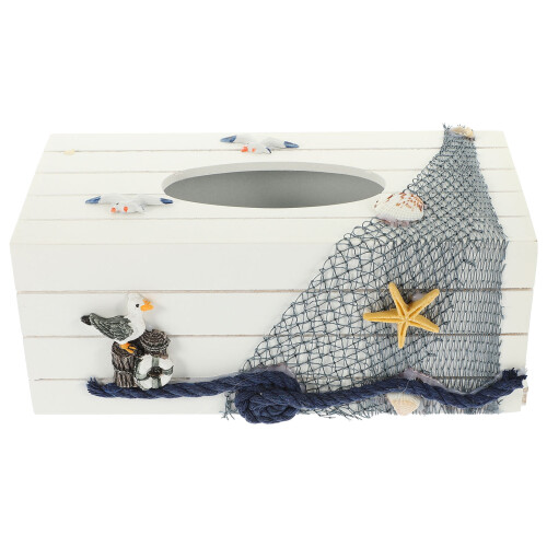 2Pcs Wood Tissue Box Cover Holders Mediterranean Table Decoration 2