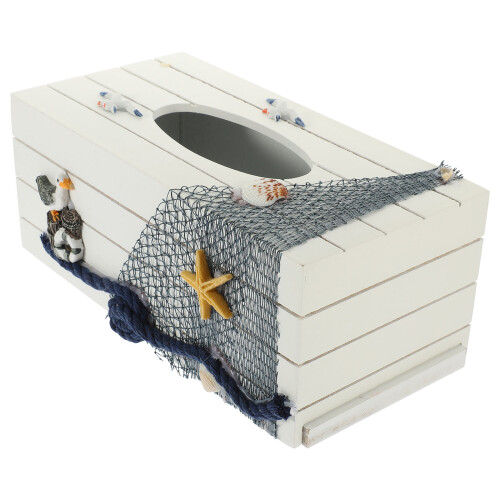 2Pcs Wood Tissue Box Cover Holders Mediterranean Table Decoration 1