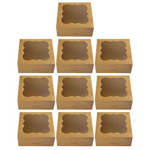 10Pcs Bakery Boxes With Window For Cakes Cookies Desserts
