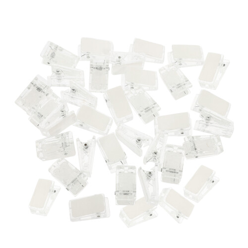60Pcs Mini Clear Plastic Badge Clips For ID Cards Name Tags
