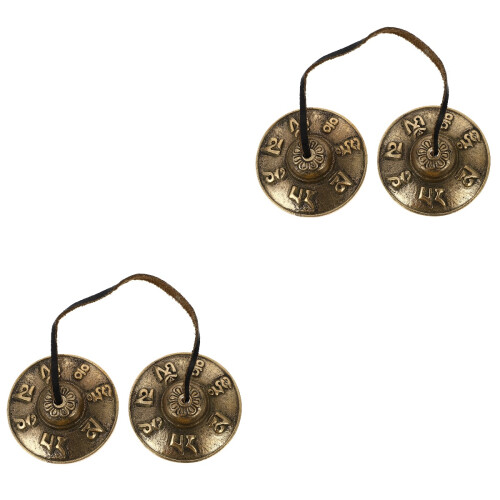 2 Pcs Handmade Copper Meditation Cymbal Bell Buddhist Gift 2