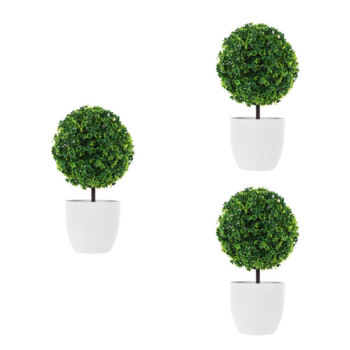3 Pezzi Piante Artificiali Bonsai Sferiche in e Giardino 2