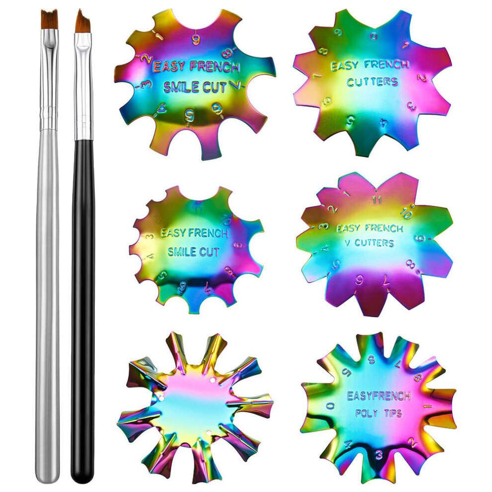 Totority 2 Sets Stainless Steel Nail Template For French Manicure Diy