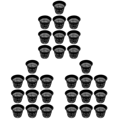 30 Pcs Plastic Hydroponic Baskets For Home Garden Black Medium 2