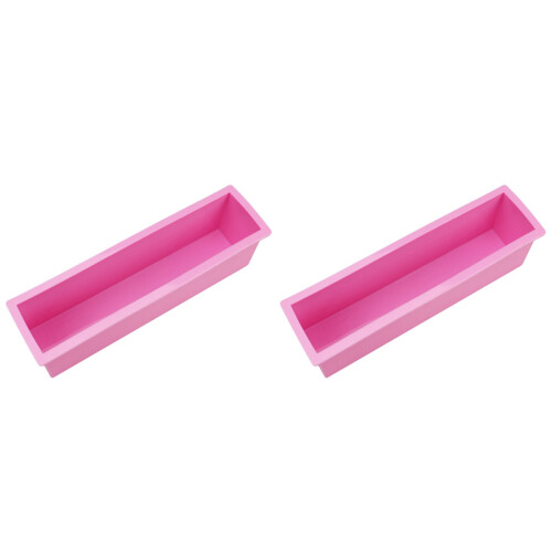 2Pcs Pink Rectangular Soap Mold Heat Resistant Silicone DIY Soap Tools 1