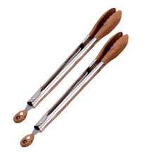 4 Pcs Walnut Wood Stainless Steel Kitchen Tongs For Cooking Serving