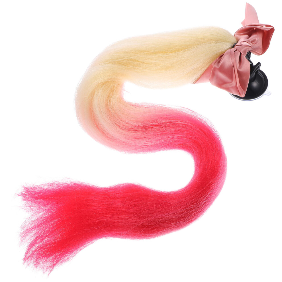 Ohphcall Unisex 2Pcs Braid Ponytail Suction Cup Wig Hair Motorcycle Accessory