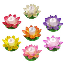 7St 11,5 Cm Led Zwevende Lotus Lantaarn Waterlelie Decoratie