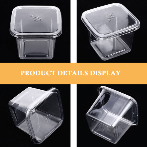 50 Sets Thickened Pet Cupcake Cups With Lid Spoon Fork 2