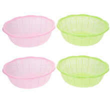 4 plastic rijst- en groentekommen, wasmand keuken (willekeurige kleur)