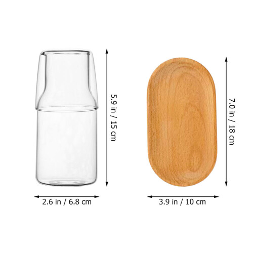 1 Set Bettseitige Wasserkaraffe Mit Tablett, , Transparent 1
