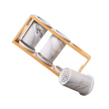 2 Pcs Cutlery Storage Rack Ceramic Marbling Tableware Canister