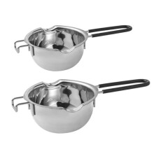 Stainless Steel Double Boiler Pot 2-Piece Set, 400ML & 600ML, Heat-Resistant Handle, For Melting Chocolate, Candy and Candle Wax