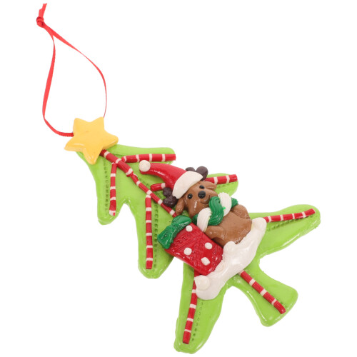 4Pcs Creative Christmas Tree Stocking Clay Pendant Holiday Decorations 1