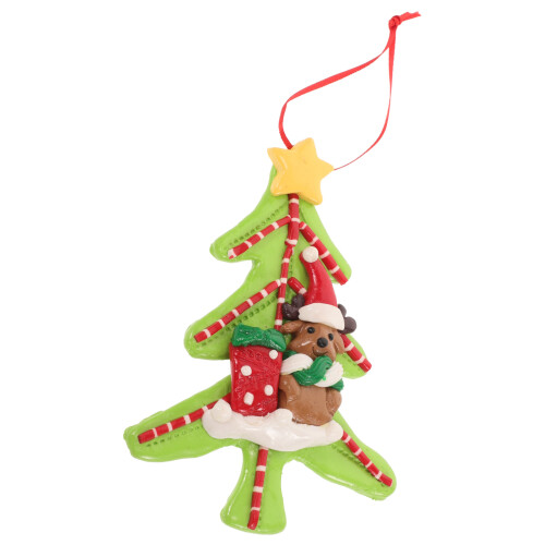 4Pcs Creative Christmas Tree Stocking Clay Pendant Holiday Decorations 2