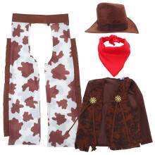 2 Sets Boys Western Cowboy Costume With Hat Bandana Vest For Halloween