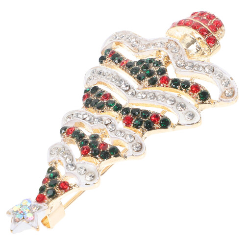 4 Pcs Christmas Tree Brooch Rhinestone Costume Accessory 1