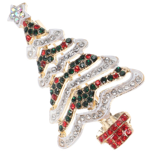 4 Pcs Christmas Tree Brooch Rhinestone Costume Accessory 2