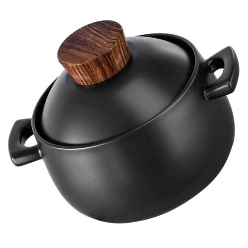 2Pcs Ceramic Casserole Pot With Handle For Soup Rice Stewing 2