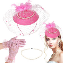 1 set fascinator-hut, kette, tee-hut für damen