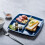 3Pcs 10 Inch Bone China Square Plate With Three Compartments Dark Blue 11