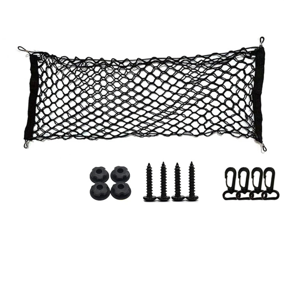 Car Trunk Storage Net, Elastic Nylon Mesh, Double Layer 90X40cm, Rear Cargo Organizer, Luggage Net Holder 9393856180066