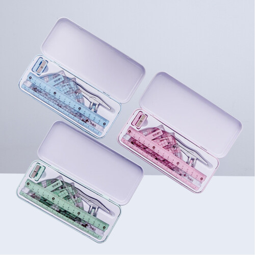 8Stk Kompass Lineal Radiergummi Zeichenset Farbe 2
