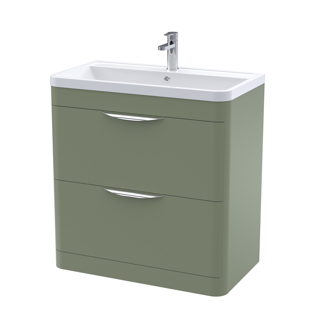 Modern 2 Drawer Floor Standing Bathroom Vanity Basin Unit 800mm - Green-image-OPC-PDX9WYV-NEW