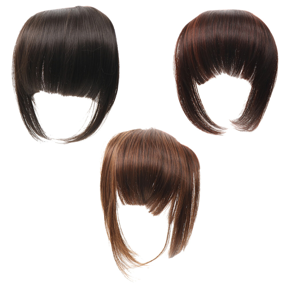 Inoomp 6 Pcs Head Hair Bangs Replacement Straight Wig Flat Bangs For Women