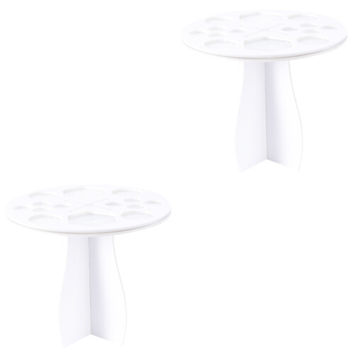2 Pcs Makeup Brush Drying Rack 14 Holes Holder Stand (White) 2