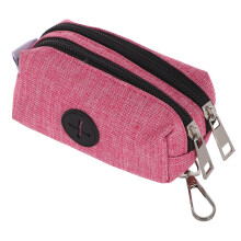 Dog Poop Bag Holder For Leash With Carabiner And Zippered Pockets