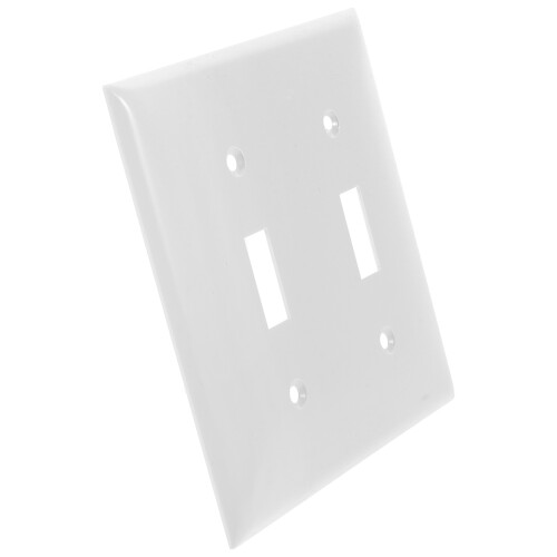 2Sets Home Use White Pc Double Toggle Light Switch Plate Wall Cover