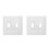 2Sets Home Use White Pc Double Toggle Light Switch Plate Wall Cover 4