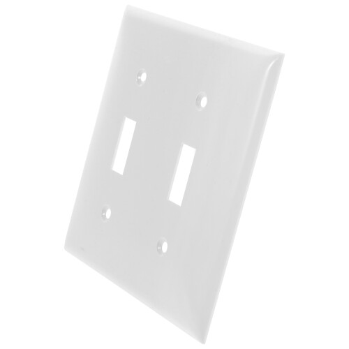 2Sets Home Use White Pc Double Toggle Light Switch Plate Wall Cover 2