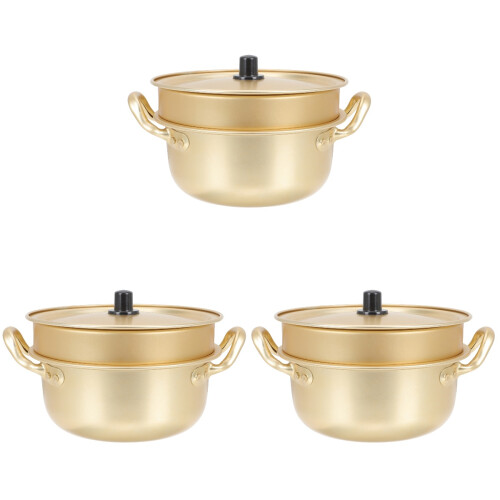 3 Sets Practical Kitchen Stockpot Soup Pot Instant Noodles Pan 1