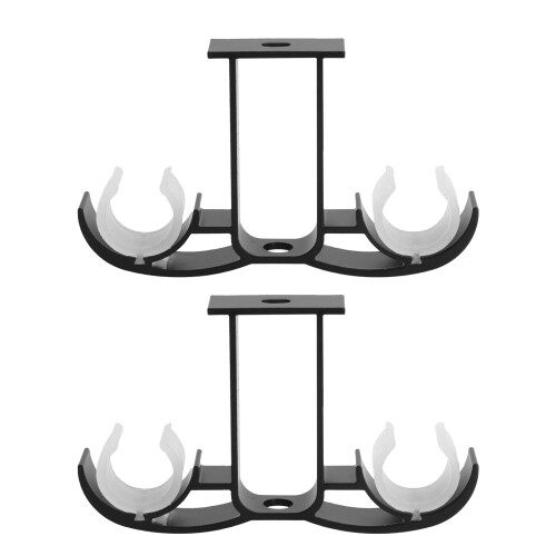 2 Pairs Curtain Rod Bracket Double Strut Frame Black