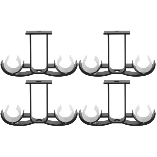2 Pairs Curtain Rod Bracket Double Strut Frame Black 1