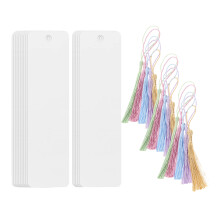 60 Sets Blank Bookmarks With Colorful Tassels For Diy Use