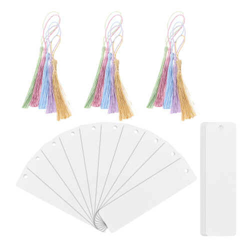 60 Sets Blank Bookmarks With Colorful Tassels For Diy Use 2