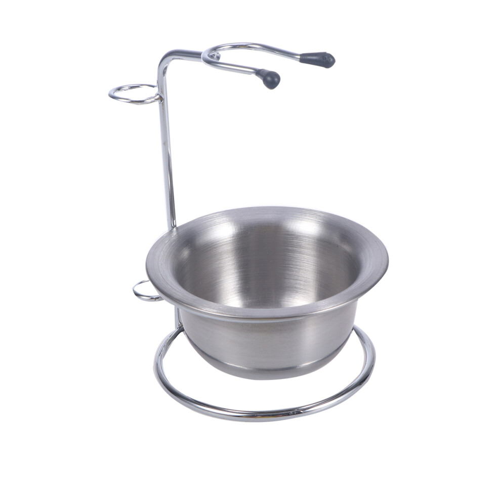 Solustre Silver 3Pcs Shaving Stand With Bowl For Men Safety Brush