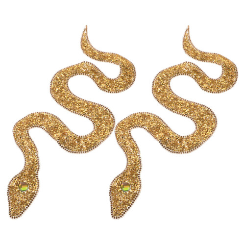 6 Pcs Glitter Rhinestone Snake Patch Applique For Clothing 2
