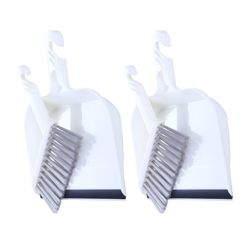 4Sets Plastic Mini Broom Dustpan Set White Home Desktop Cleaning Tools 1