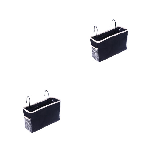 2 Pcs Felt Hanging Bedside Storage Bag For Dorm Car Bed Rails Black 2