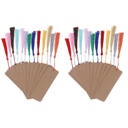 48 Pcs Paper Blank Bookmarks With Tassel Cardstock For Diy Projects 2