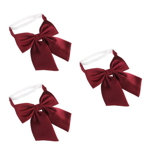 3Pcs Men Microfiber Pre Tied Bow Tie Set Wine 2