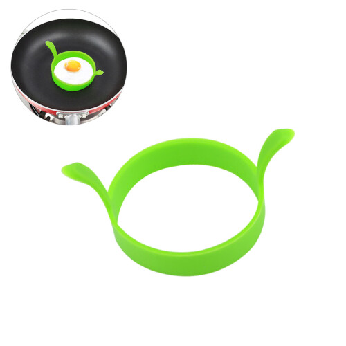 2Pcs Silicone Cooking Mold Egg Ring Nonstick Heat Resistant Green 2